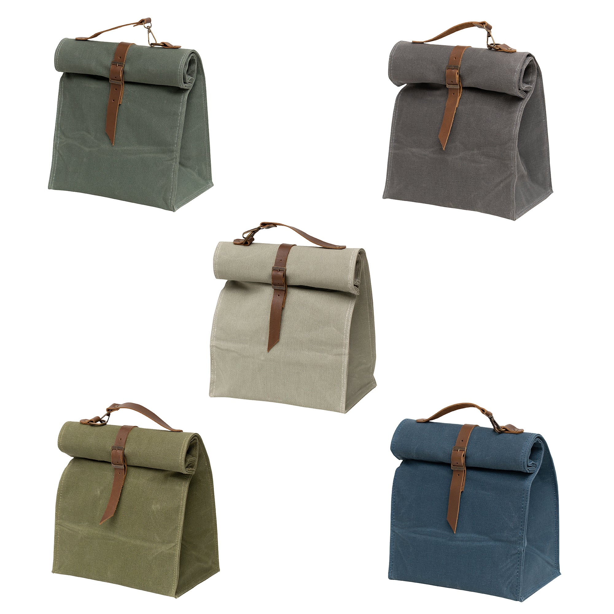 Waxed Canvas Lunch Bag with Fold Over Top, Trendy Vintage Reusable Lunch  Tote Brown Color, Inches - Baker's