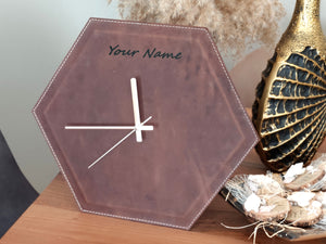 Leather Hexagonal Wall Clock