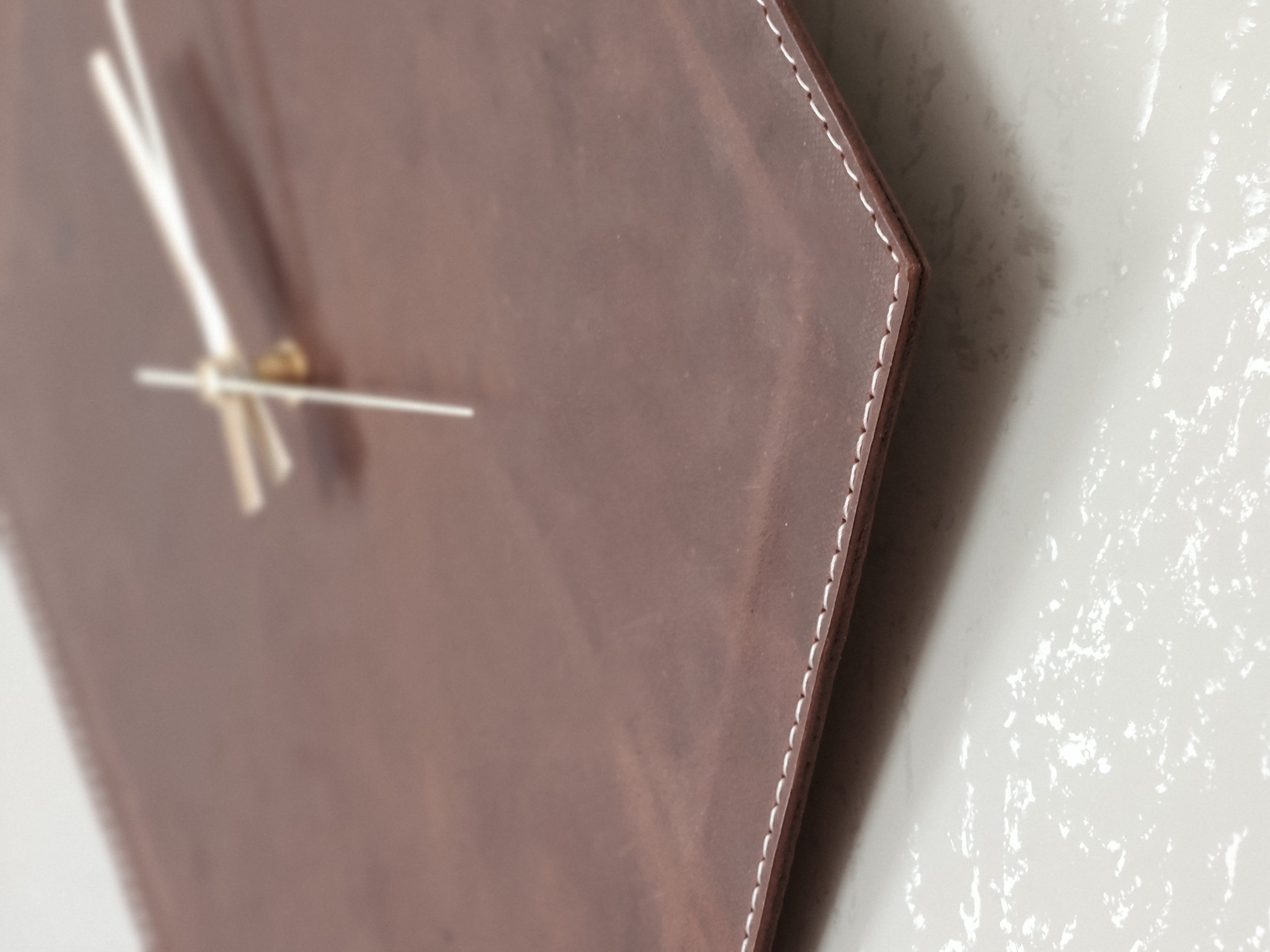 Leather Hexagonal Wall Clock