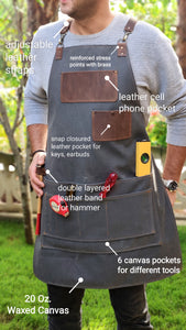 Waxed Canvas and Leather Apron For Men / For Women