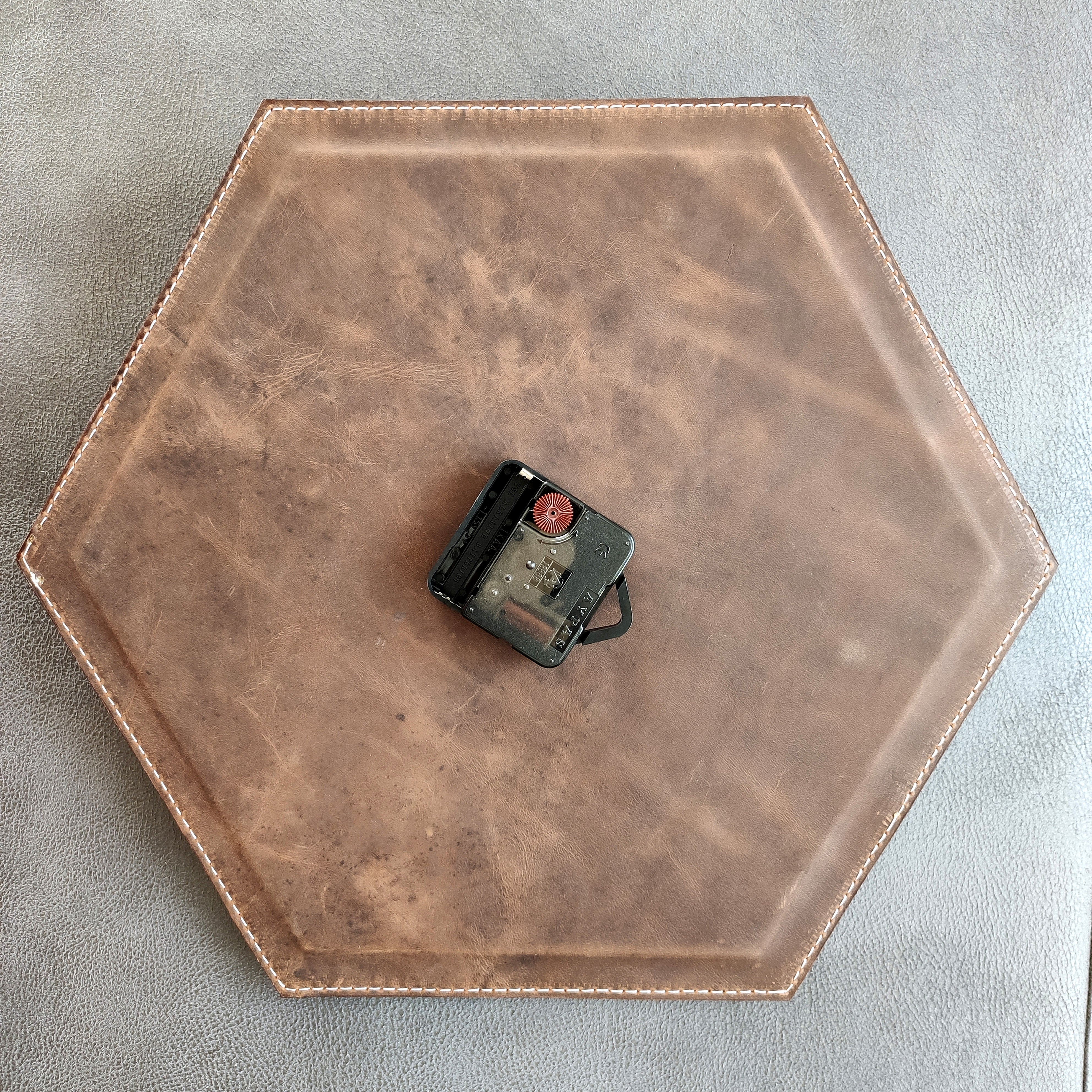 Leather Hexagonal Wall Clock