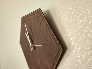 Leather Hexagonal Wall Clock