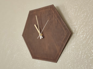 Leather Hexagonal Wall Clock